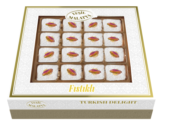 Yeşil Malatya Safran Fıstık Lokum 350 Gram 12 Adet
