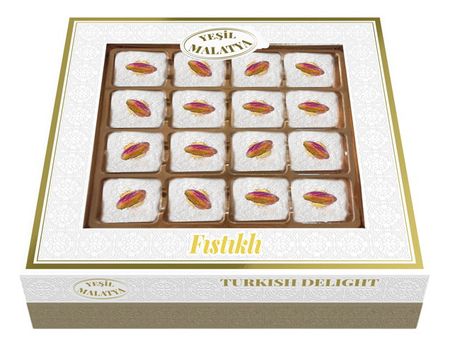 Yeşil Malatya Safran Fıstık Lokum 350 Gram 12 Adet