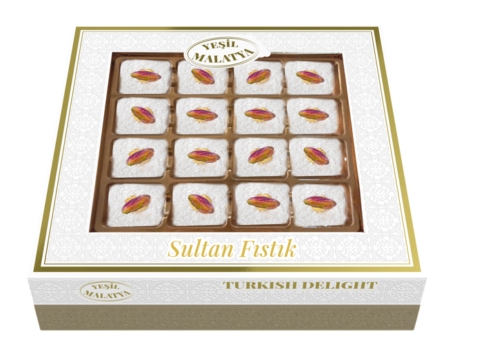 Yeşil Malatya Sultan Fıstık Lokum 350 Gram 12 Adet