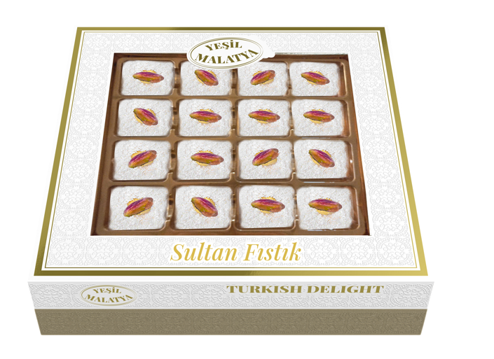 Yeşil Malatya Sultan Fıstık Lokum 350 Gram 12 Adet