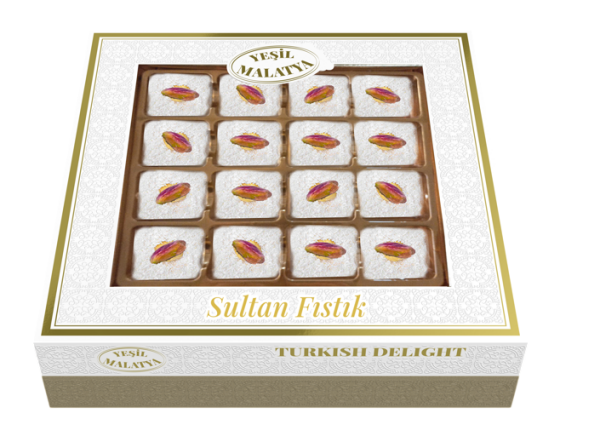 Yeşil Malatya Sultan Fıstık Lokum 350 Gram 12 Adet